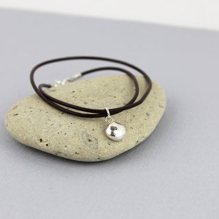 Recycled Silver Pebble Leather Bracelet