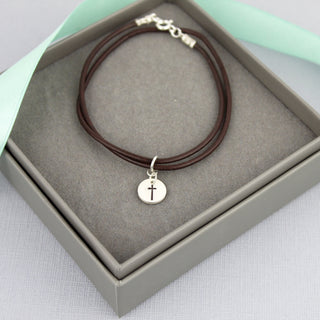 Cross Bracelet with Leather