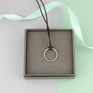 Silver and Leather Circle Necklace