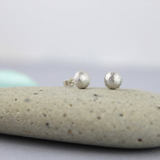 Recycled Silver Pebble Stud Earrings