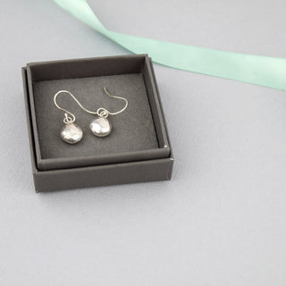 Recycled Silver Pebble Drop Earrings