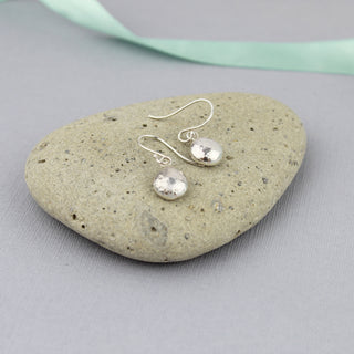 Recycled Silver Pebble Drop Earrings