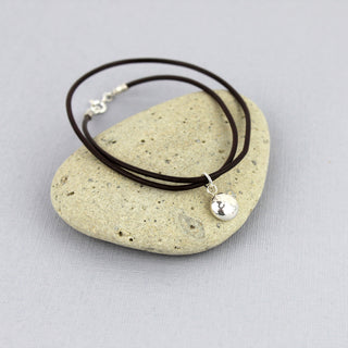 Recycled Silver Pebble Leather Bracelet