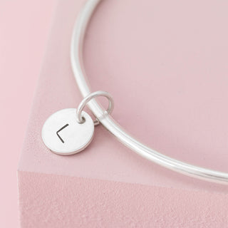 Sterling Silver Charm Bangle with Initial