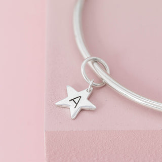 Star Initial Sterling Silver Bangle