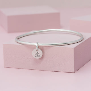 Sterling Silver Bangle with Sailing Boat Charm