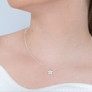 Tiny Silver Star Initial Necklace