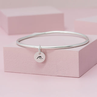 Sterling Silver Bangle with Wave Charm